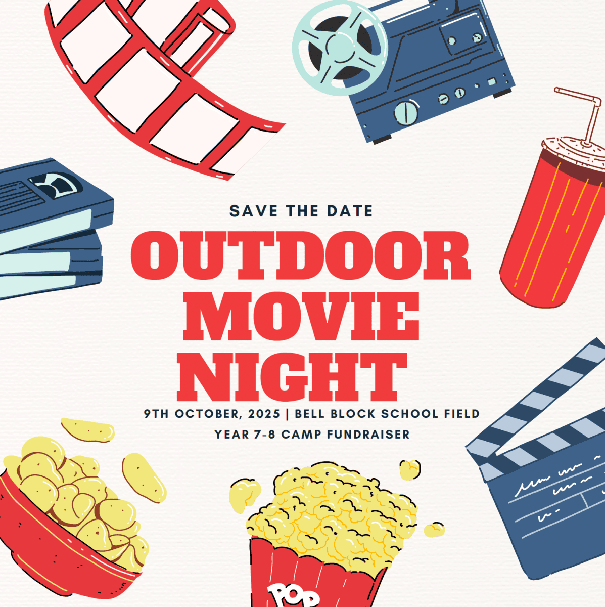 Outdoor Movie Night save date Outdoor Movie Night save date